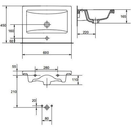 Раковина врезная на столешницу Cersanit Como 60 см UM-COM60/1 - фото 6