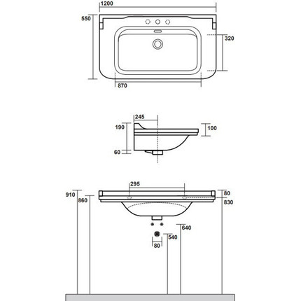 Раковина подвесная Kerasan Waldorf 120 см 4144K1bi/cr*1 - фото 6
