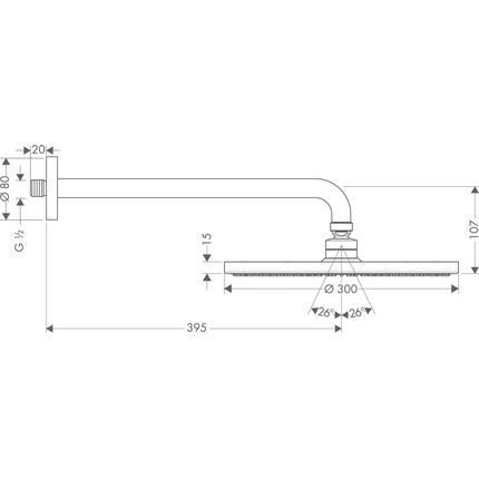 Верхний душ Hansgrohe Raindance S 300 1jet 27493000, латунь - фото 2