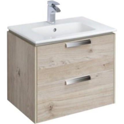 Тумба подвесная с раковиной Roca Lago 60 см 857295444, дуб светлый - фото 