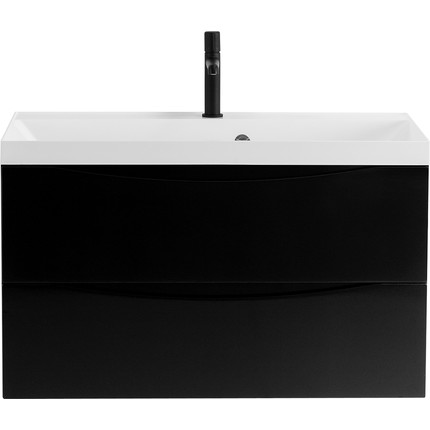 Тумба подвесная с раковиной BelBagno MARINO-800-2C-SO-NL-P 80 см, Nero Lucido - фото 