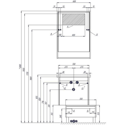 Комод напольный Акватон Капри 55 см 1A231003KPDB0, белый/таксония темная - фото 4
