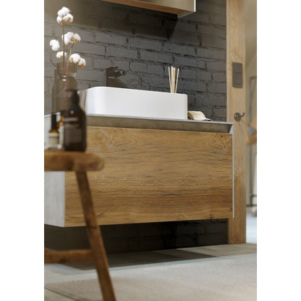 Тумба подвесная со столешницей Aqwella 5 Stars Mobi 100 см MOB0110W/MOB0710DB, белый/дуб балтийский - фото 5