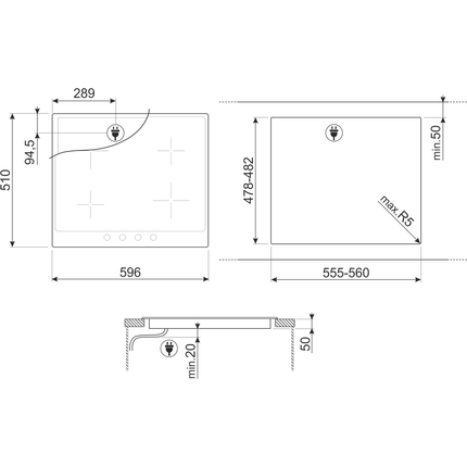 Индукционная варочная панель Smeg Cortina SI764AOM - фото 2