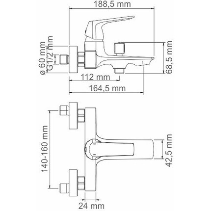 Смеситель для ванны WasserKraft Neime 1901 - фото 5