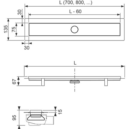 Трап TECElinus 90 см 15100099, нержавеющая сталь, Цвет производителя: хром, Размер трапа: 900 - фото 3
