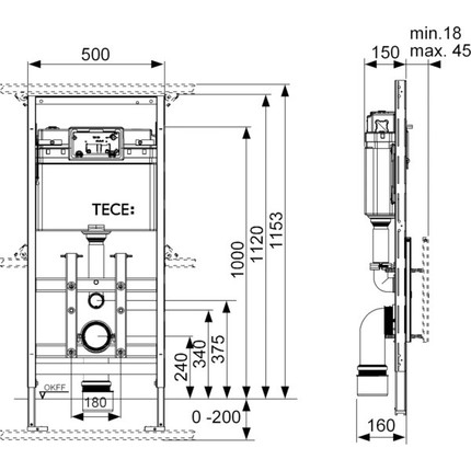 Инсталляция для подвесного унитаза TECElux 100 (h=1120 мм) 9600100 - фото 5