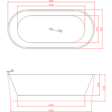 Ванна отдельностоящая Azario Bristol BRI18080 180х80 см, Размер - мм: 1800х800 - фото 4