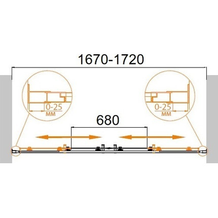 Душевая дверь Cezares 70 см MOLVENO-BF-2-170-P-Cr, хром/матовое - фото 6
