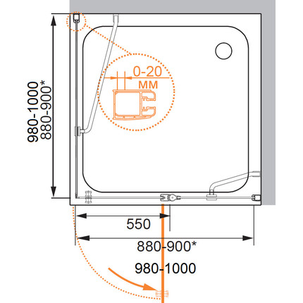 Душевое ограждение Cezares 100х100 см ELENA-W-A-12-100-C-Cr, хром/прозрачное - фото 2