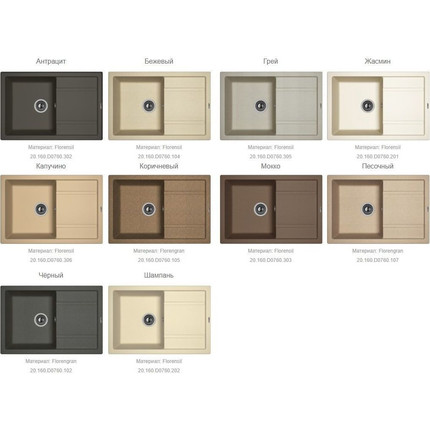 Кухонная мойка Florentina Липси 760 20.160.D0760.201, жасмин, Цвет производителя: жасмин - фото 3