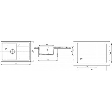 Кухонная мойка Florentina Липси 760 20.160.D0760.201, жасмин, Цвет производителя: жасмин - фото 5
