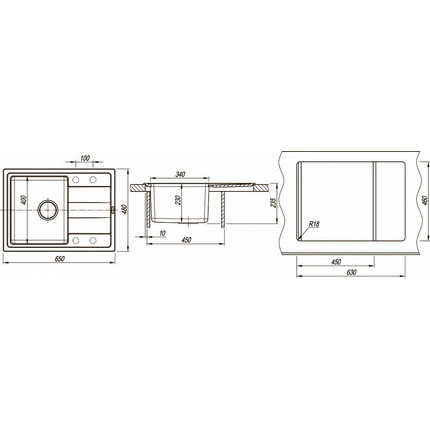 Кухонная мойка Florentina Комби 650 21.390.B0650.305, грей, Цвет производителя: грей - фото 4