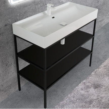 Тумба напольная с раковиной Cezares CADRO-120/46/73-2C-PIA-MET-ST 120 см, черный - фото 