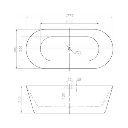 Ванна отдельностоящая BelBagno BB306-1775 175х80 см, Размер - мм: 1750х800 - фото 5