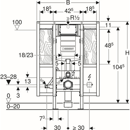 Инсталляция для подвесного унитаза Geberit Duofix 111.375.00.5 - фото 3