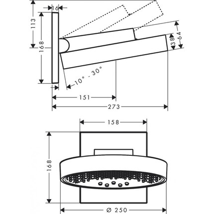 Верхний душ Hansgrohe Rainfinity 250 3jet 26232700, белый матовый - фото 9