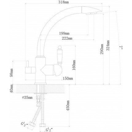 Смеситель для кухни Florentina Шале FL 333.25H.2113.305, грей, Цвет производителя: грей - фото 3