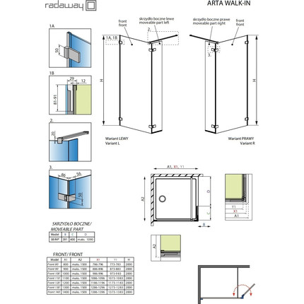 Душевая перегородка Radaway Arta Walk-in 90х200 см R (стекло 8 мм), хром/прозрачное - фото 9