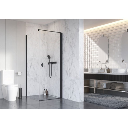 Душевое ограждение Radaway Nes 8 Black KDJ I + S1 80х80 см R (стекло 8 мм), черный/прозрачное - фото 2