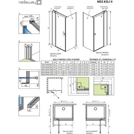 Душевое ограждение Radaway Nes Black KDJ II + S1 100х100 см R, черный/прозрачное - фото 7
