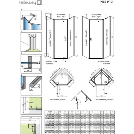 Душевое ограждение Radaway Nes Black PTJ 80х80 см L, черный/прозрачное - фото 5