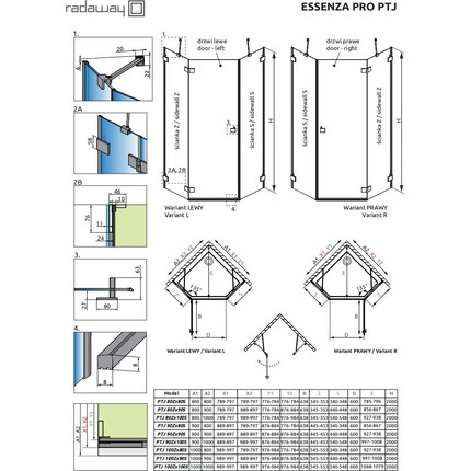 Душевое ограждение Radaway Essenza Pro PTJ 90х90 см L, хром/прозрачное - фото 7