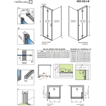 Душевое ограждение Radaway Nes KDJ B 90х90 см R, хром/прозрачное - фото 9