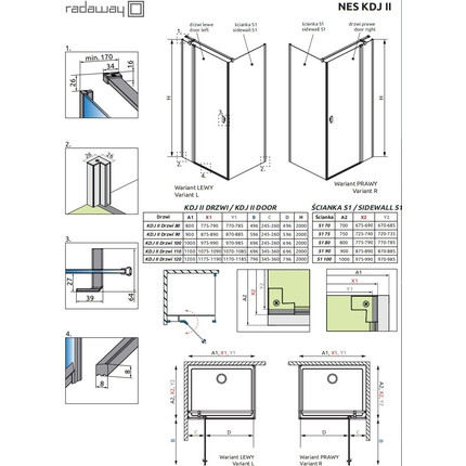 Душевое ограждение Radaway Nes KDJ II + S1 80х80 см R, хром/прозрачное - фото 9