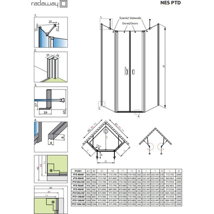 Душевое ограждение Radaway Nes PTD 100х100 см, хром/прозрачное - фото 6