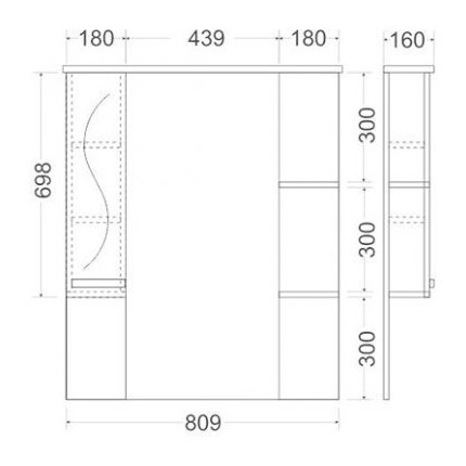 Зеркало-шкаф Mirsant Сандра 80 см L - фото 5