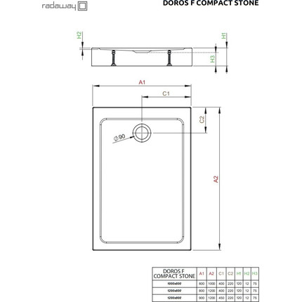 Поддон акриловый Radaway Doros F Compact Stone White 120х90 см SDRFP1290-05-04S - фото 3