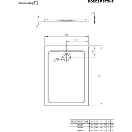 Поддон акриловый Radaway Doros F Stone Anthracite 120х80 см SDRF1280-01-64S, антрацит - фото 3