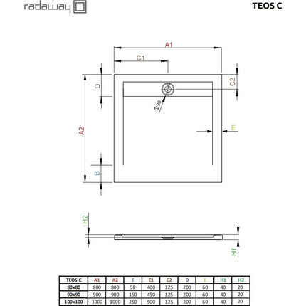 Поддон мраморный Radaway Teos C anthracite 90х90 см HTC9090-64, антрацит - фото 2