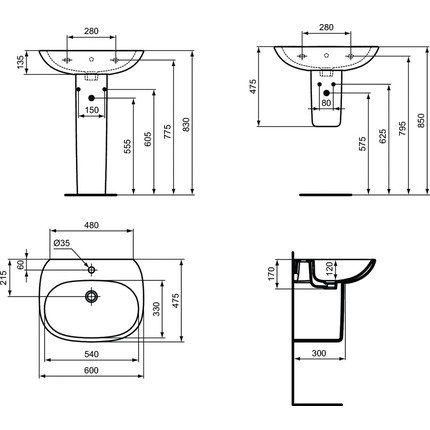 Раковина подвесная Ideal Standard Tesi 60 см T352201 - фото 4