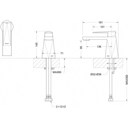 Смеситель для раковины BRAVAT ICEBERG F176110C - фото, картинка 2 Смеситель для раковины BRAVAT ICEBERG F176110C - фото 2