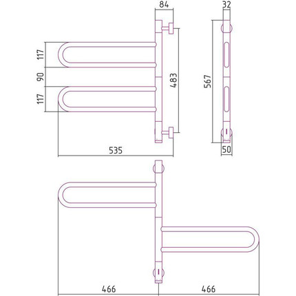 Полотенцесушитель электрический Сунержа Парео 4.0-2С П4 570х530 мм 03-0823-0567, золото - фото 4