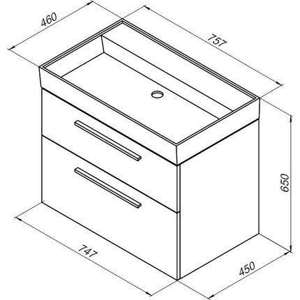 Тумба подвесная с раковиной Aquanet Nova 75 см 242262, белый, Цвет фасада: белый - фото 17