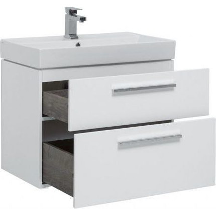 Тумба подвесная с раковиной Aquanet Nova 75 см 242262, белый, Цвет фасада: белый - фото 2