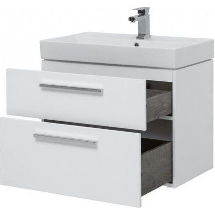 Тумба подвесная с раковиной Aquanet Nova 75 см 242262, белый, Цвет фасада: белый - фото 8