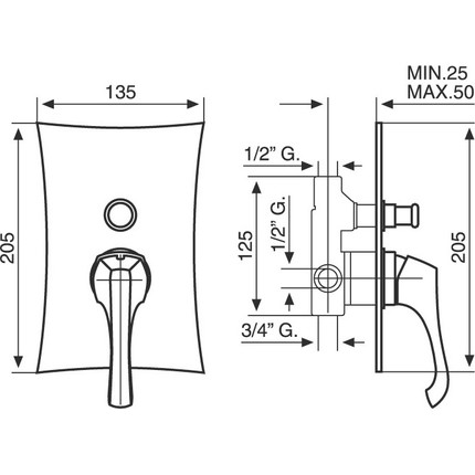 Смеситель для ванны Emmevi Ares CR76019 - фото 2