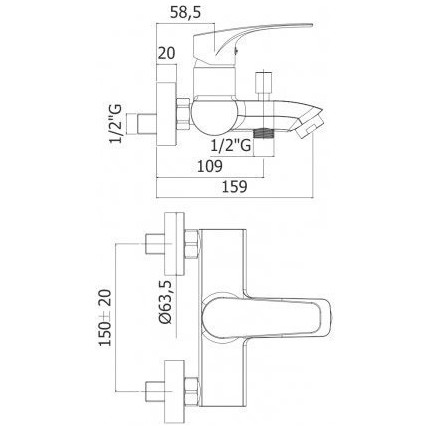 Смеситель для ванны Paffoni Lime LM022CR - фото 2
