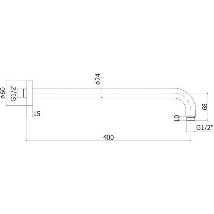 Кронштейн стеновой для верхнего душа Paffoni Rock 400 мм ZSOF034NO, чёрный матовый - фото 2