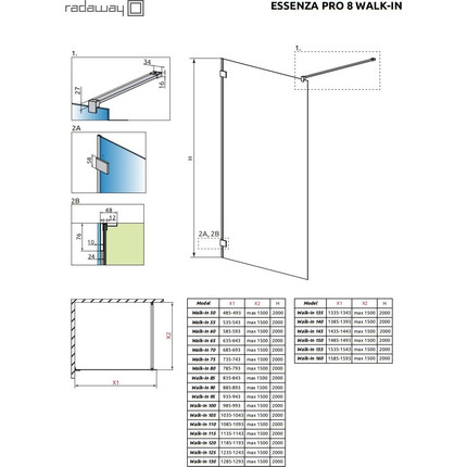 Душевая перегородка Radaway Essenza Pro 8 Gold Walk-in 120х200 см 1012120-09-01 (стекло 8 мм), золото/прозрачное - фото 6