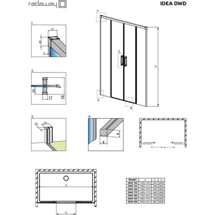 Душевая дверь Radaway Idea Gold DWD 180 см 387128-09-01, золото/прозрачное - фото 8