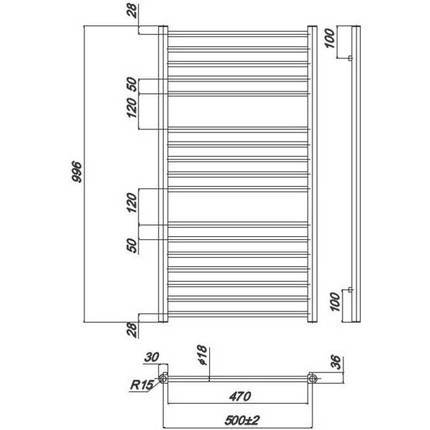 Полотенцесушитель водяной Ravak Norma П17 500х1000 мм X04000083679 - фото 5