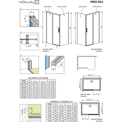 Душевое ограждение Radaway Idea Gold KDJ 100х70 см R, золото/прозрачное - фото 7