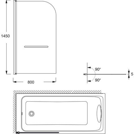 Шторка для ванны Jacob Delafon Odeon Up 80 см E4932-GA, хром/прозрачное - фото, картинка 4 Шторка для ванны Jacob Delafon Odeon Up 80 см E4932-GA, хром/прозрачное - фото 4