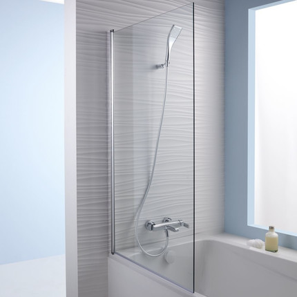 Шторка для ванны Jacob Delafon Struktura 80 см E6D042-GA, хром/прозрачное - фото, картинка  Шторка для ванны Jacob Delafon Struktura 80 см E6D042-GA, хром/прозрачное - фото