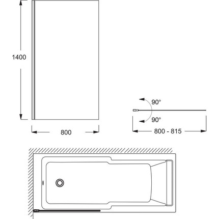 Шторка для ванны Jacob Delafon Struktura 80 см E6D042-GA, хром/прозрачное - фото, картинка 3 Шторка для ванны Jacob Delafon Struktura 80 см E6D042-GA, хром/прозрачное - фото 3
